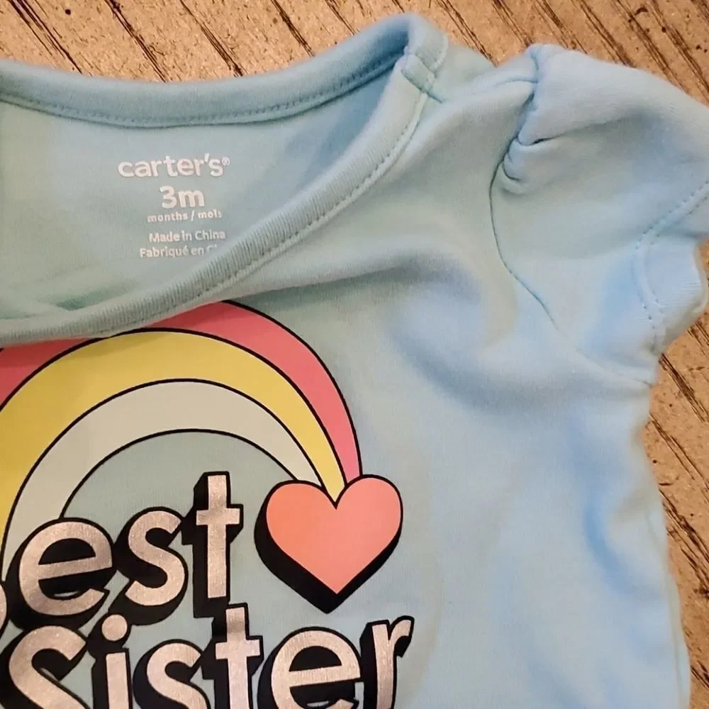 Carters girls 3 month best sister onsie.